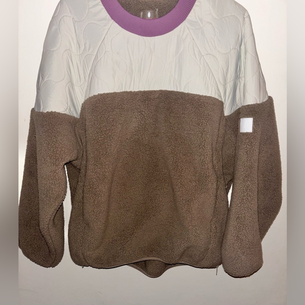 NWOT Free People Movement Drifter Quilted Crew Fossil Combo Pullover Fleece Sm - Picture 6 of 12